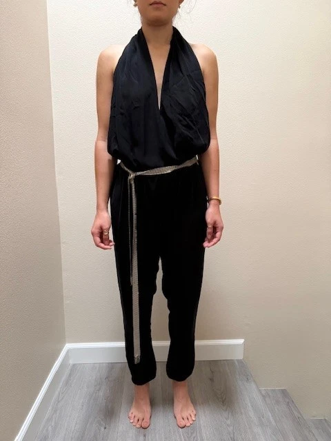 Lanvin — NWT Vtg LANVIN sheer black halter backless SILK jumpsuit FR40