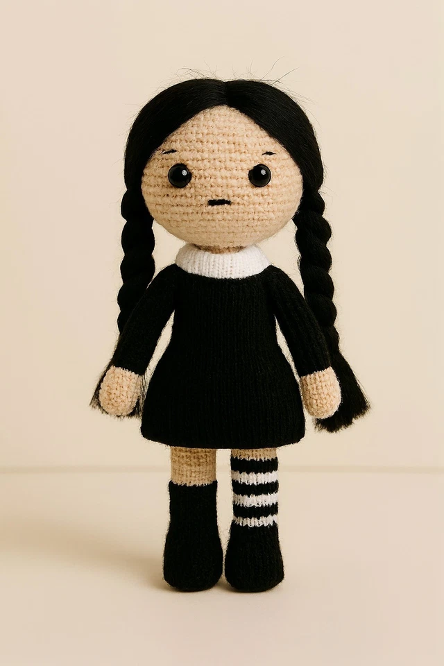 Wednesday Addams Family Knitted DK Pattern Only Halloween Horror