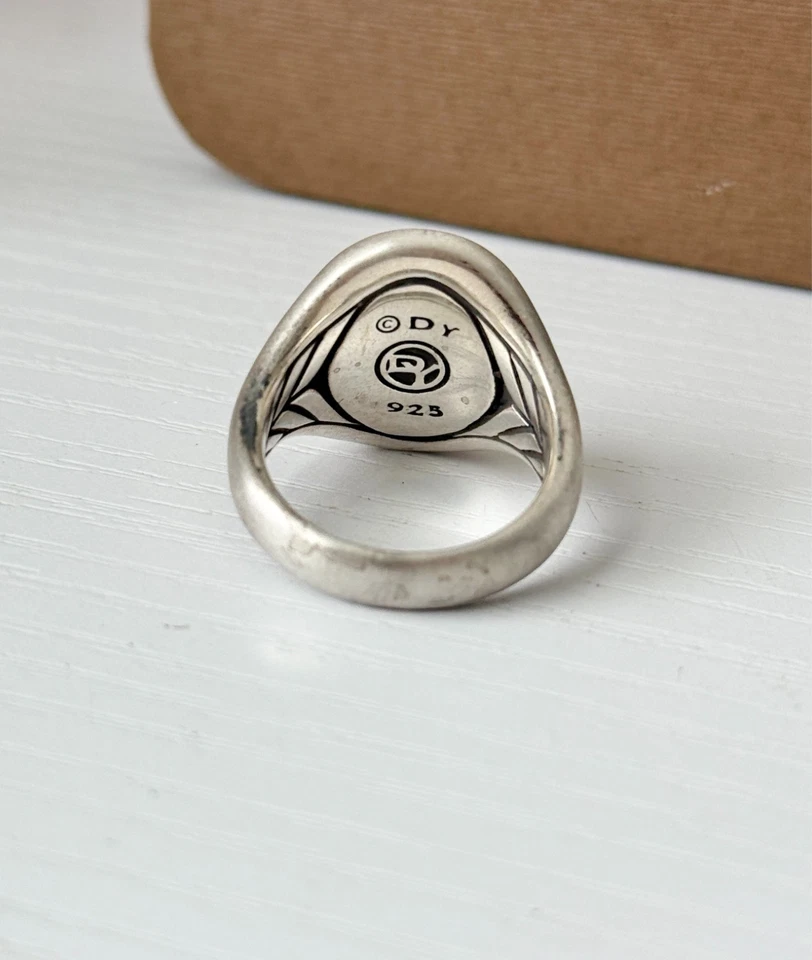 David Yurman Wolf Petrvs Signet Sterling Silver Men's Ring Band Size 9US - Image 3 of 4