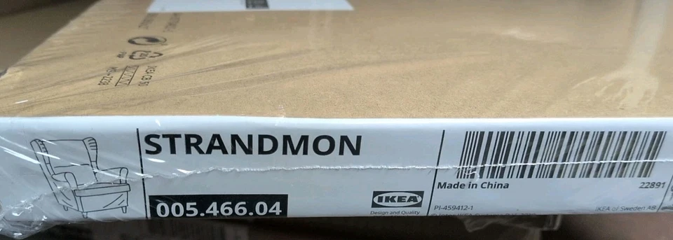 IKEA Bezug Strandmon Sessel Husse Frörum beige anthrazit Blume Ersatzbezug Sofa - Bild 2 von 3