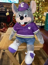 Chuck E Cheese Plush 2006 Rare Purple Hockey Jersey Hat Shorts 18 Inches Tall