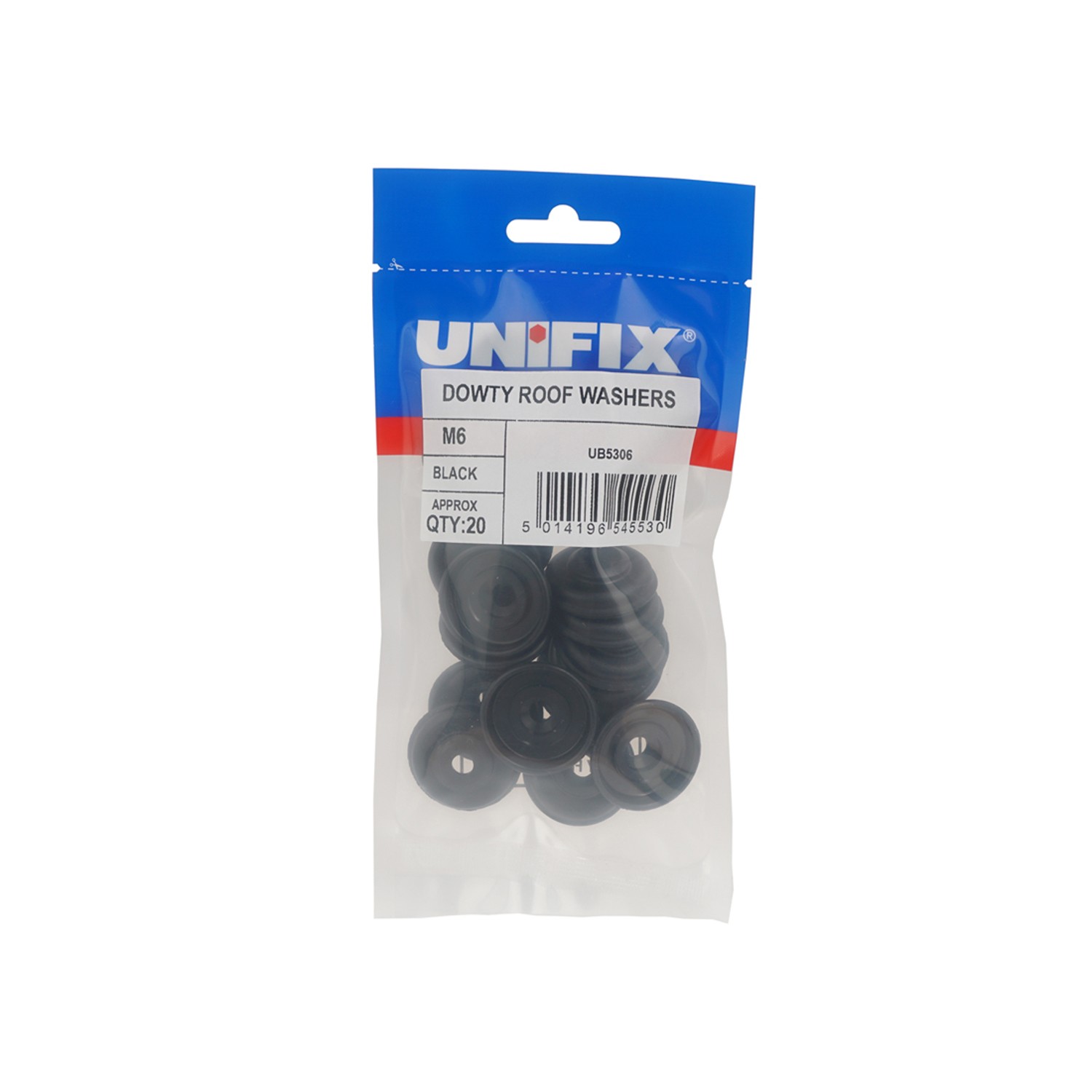 Unifix Black Dowty Roof Washers - M6, Bag of 20 - Box of 100