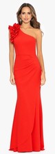 Xscape "Ivy" One Shoulder Ruffle Scuba Crepe Dress NWT Size 10 Red