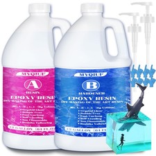 Epoxy Resin Kit, 1 Gallon/128OZ Epoxy Resin Crystal Clear Not Yellowing No Bu...