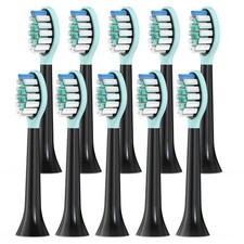 10 Pack Replacement Toothbrush Heads  Tongue Cleaner for Sonicare, Mint Green