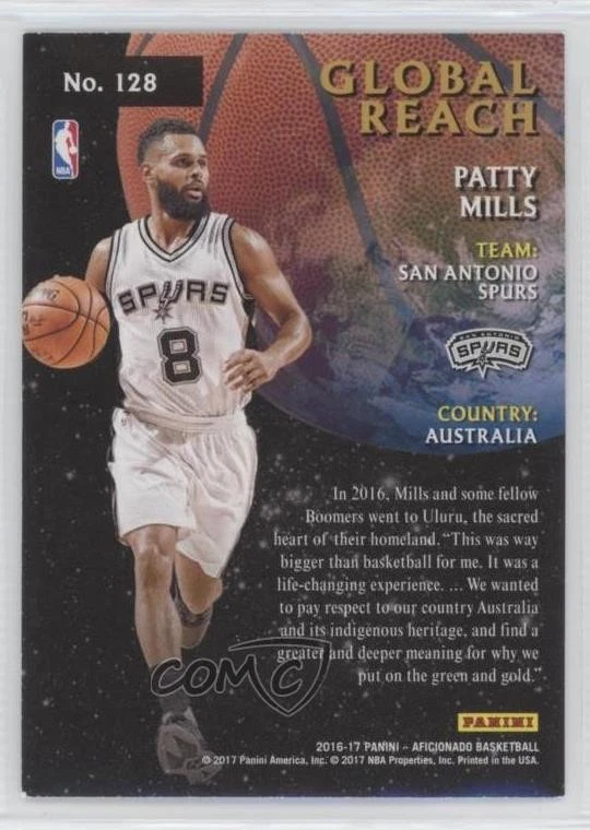 2016-17 Panini Aficionado Global Reach Patrick Mills Patty Mills #128 - Image 2 of 2
