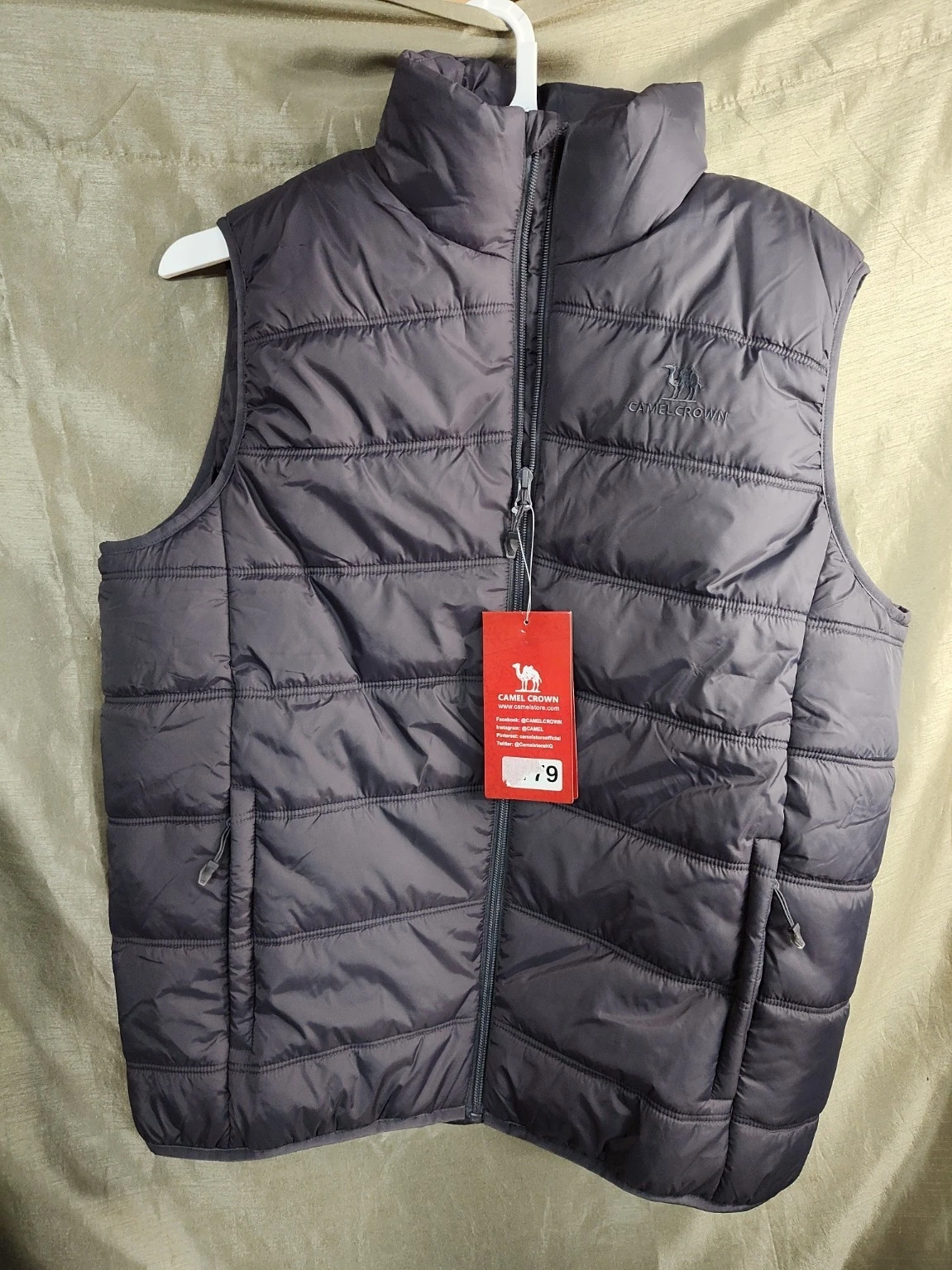 NWT CAMEL CROWN Puffer Vest for Men Size M Gray