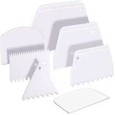 Teenitor Cake Scraper Smoother, 7 Pcs Dough 7pcs scrapers, White
