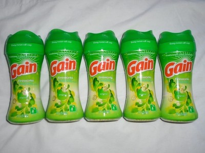 Set of 5 Gain Fireworks In-Wash Scent Booster Beads Original 5 oz Bottles - NEW