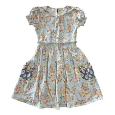 Matilda Jane Adventure Begins Dress Girls size 14 Chalkboard Tea Cup Floral Blue
