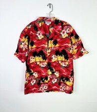 Vintage Pacific Legend Hawaiian Shirt Button Up Short Sleeve Red Large Floral