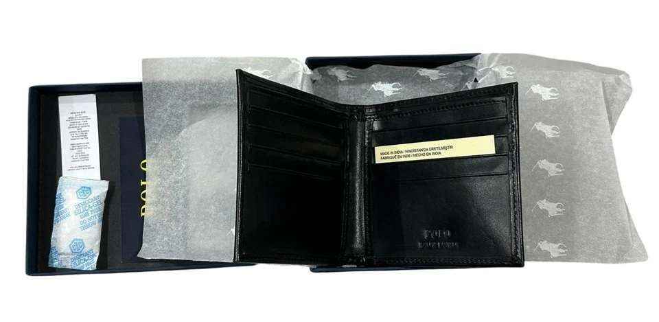 Cartera Monedera Ralph Lauren Doble Cuero Negra AUTÉNTICA Foto 3 de 4