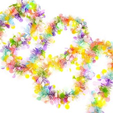 33FT Easter Tinsel Garland with LED Lights Prelit Easter Egg Metallic Twist Tins