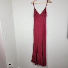 St. John Evening Burgundy Lace Maxi Dress Sz 8 Formal Party Wedding FLAWS READ