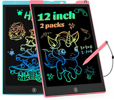 Paquete de 2 tableta de escritura lcd 12 pulgadas dibujo electronico para ninos