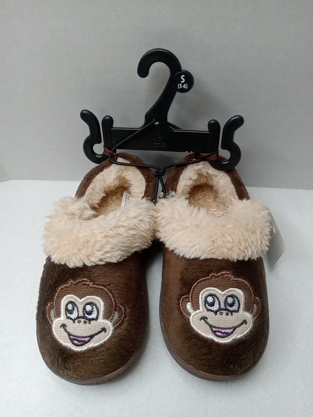 SAOLA PANTOFOLE SCIMMIA MARRONE bambino bambino ragazzo foderate pelliccia sintetica suola gomma taglia S 5 6