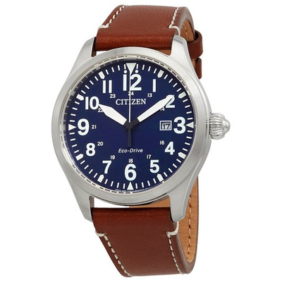 #ad Citizen Men#x27;s Chandler Military Eco Drive Blue Dial Watch BM6838 17L NEW $135.00
