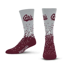 For Bare Feet NCAA MONTANA GRIZZLIES Spray Zone Crew Socks Team Color Large