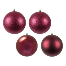 Vickerman 6" 4-Finish Ball Ornament Assortment in Berry Red (Set of 4)