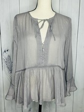 Lush Womens Sz M Semi-Sheer Long Sleeve Tie F...