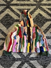 Multicolor Fur Jacket Long Sleeve Patchwork
