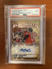 2023 Bowman U Best- Elements of the Game Auto Carson Beck GOLD /50 PSA 9