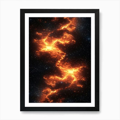 Feuer im Weltraum 3 Kunstdruck gerahmt Wandbild Poster Leinwanddruck Bild