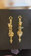 Solid Brass Wall Sconces Ornate Hollywood Regency Candle Holders