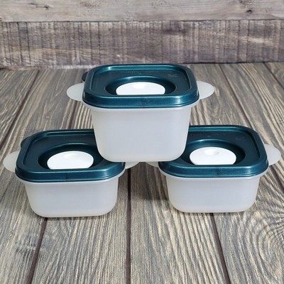 3 Tupperware Crystalwave Containers 1¼ & ¾ Cup Green Vent Lid 4894/4893 EUC