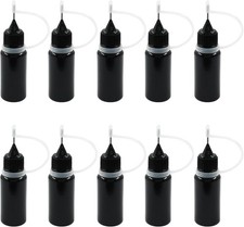 Piutouyar 10ml Black Precision Tip Applicator Bottles, 10 Pcs Fine Tip Metal Nee