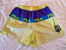 Vtg FILA Men Spell Out Swim Trunks Board Shor...