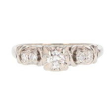 .30ctw Diamond Solitaire w/Accents Vintage Engagement Ring 14k White Gold Size 7