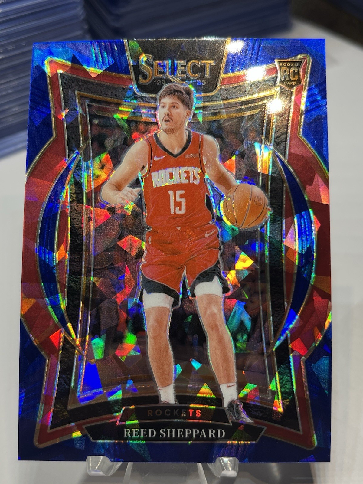 2024-25 Panini Select - Concourse Reed Sheppard #68 Blue Cracked Ice Prizm (RC)