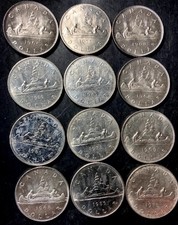 Old Canada Coin Lot - DOLLARS - 12 Canadian High Grade Vintage Dollar Coins