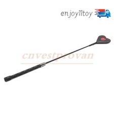 PU Leather Flogger Horse Straight Whip Black Foreplay Heart Shape Riding Crop