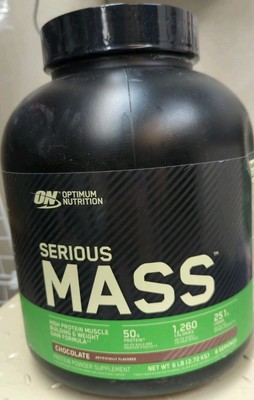 Optimum Nutrition Serious Mass Wght Gainer Protein PwderChocolate 6lbs EX 11/25