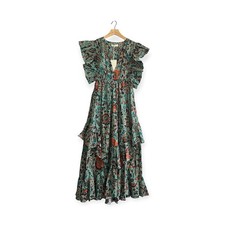 Ulla Johnson Delila Dress Jade Floral Print Cotton Midi Size 4 NWT $620