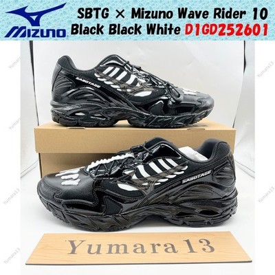 SBTG × Mizuno Wave Rider 10 Schwarz Schwarz Weiß D1GD252601 Herren Gr.