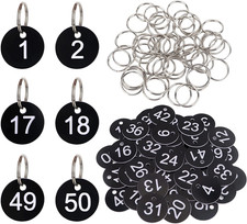 Numbers Tags, Plastic Numbered Tags round Numbered Key Tag Key Chains