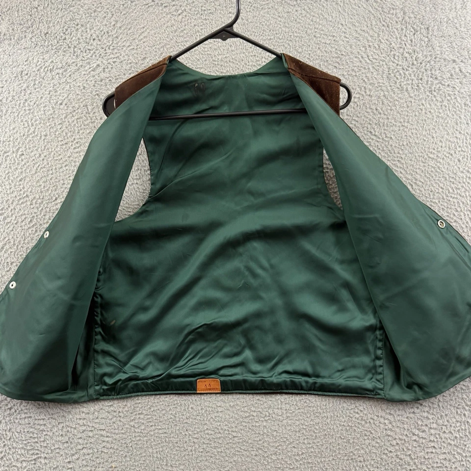 Vintage Suede Leather Vest Mens Large 80s Brown Snap Western Rodeo Cowboy USA - Image 4 of 4