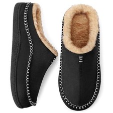 Men's Slippers, Comfy Memory Foam Slip-on Indoor House Shoes 11-12 Black