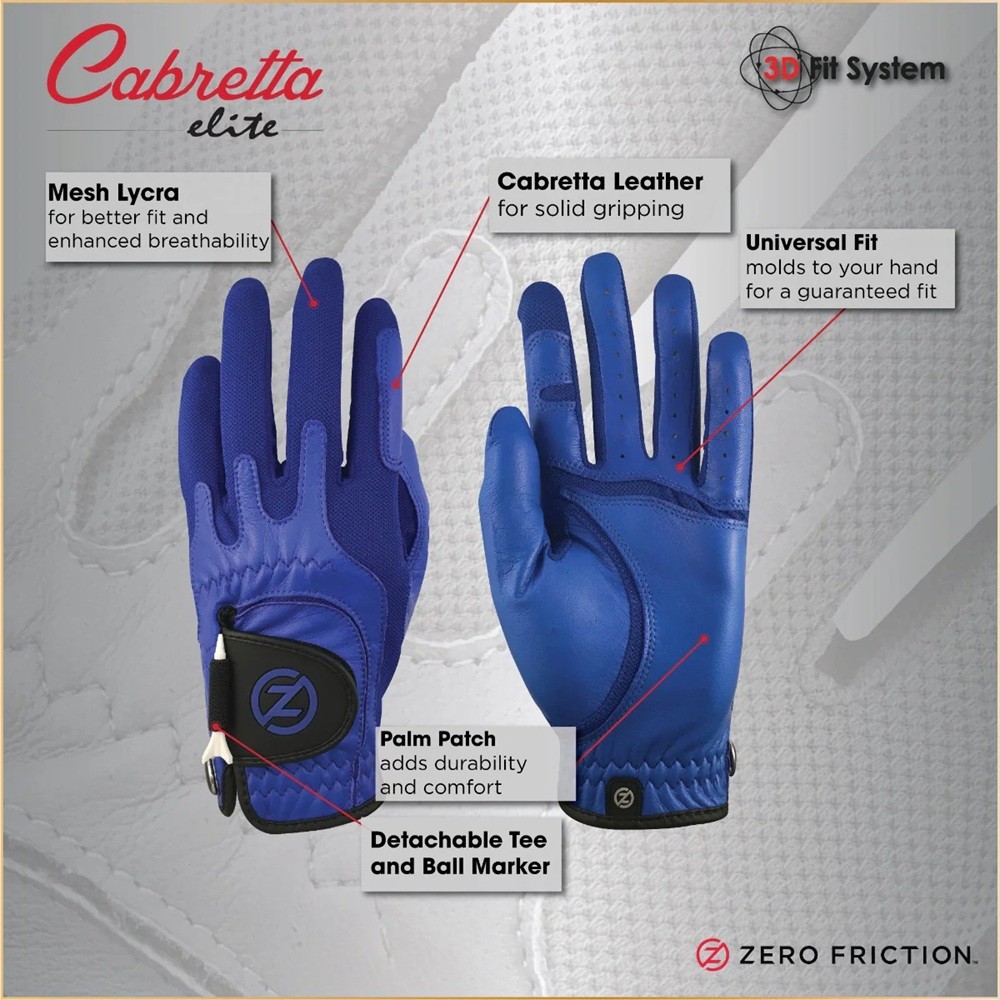 1 NEW Zero Friction Cabretta Elite Leather OSFM Golf Glove - Men's LH Black