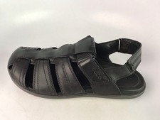 Ecco Chander Leather Adjustable Strap Fisherman Black Leather Sandal Sz46- 12 US