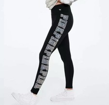 Victoria's Secret PINK Sequin Bling Cotton Leggings Black M Worn Once