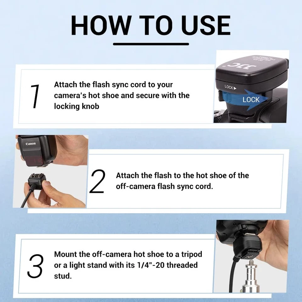 Flash TTL Cord Off-Camera Flash Hot Shoe Cord for Canon R5 R6 RP R T8i T7 T7i... - Image 2 of 4