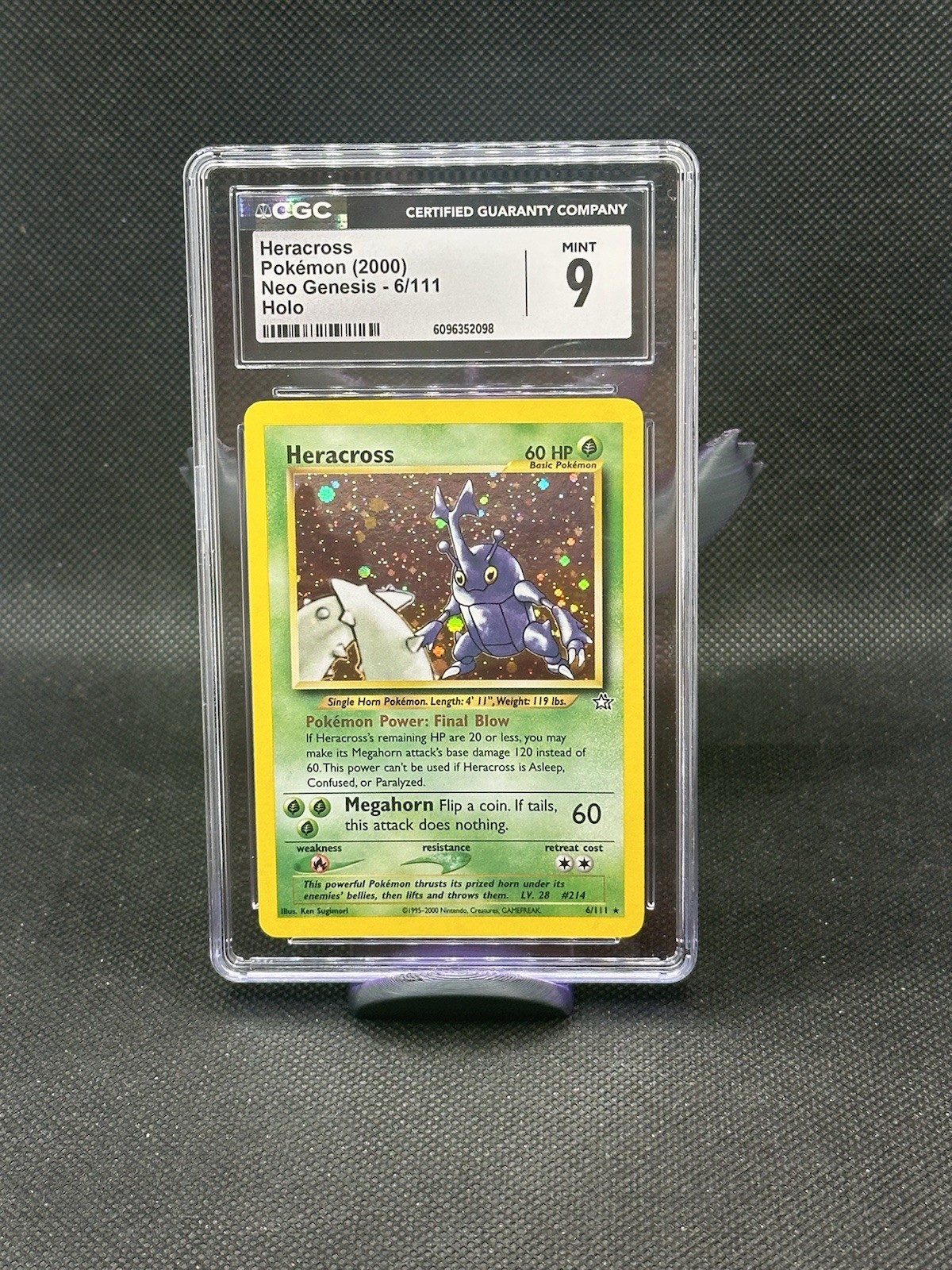 CGC 9 Heracross Holo 2000 Pokemon Neo Genesis 6/111 Vintage WOTC Mint
