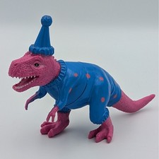 Ankyo T-Rex Dinosaur Clown Figure Pink Blue Polka Dot Pajamas Party Hat 6x4.5"