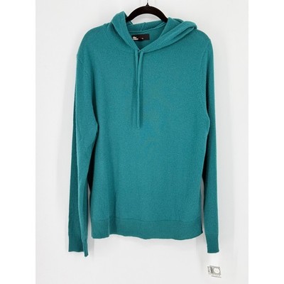 Mens New Cashmere Hoodie Sweater Teal Green XL The Commons 100% Old Money Bright