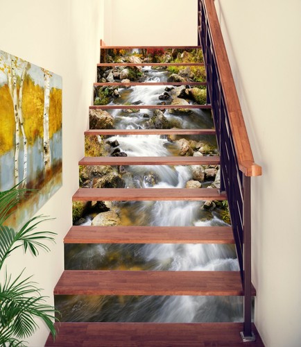 Déco Marche D'escalier 3D Waterfall River 862NA – Papier Peint Mural Chute D'eau