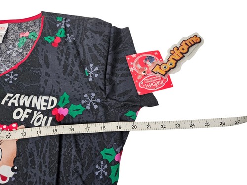 NWT Rudolph The Red Nosed Reindeer Women's Scrub Top Size Small Black Christmas - Picture 6 of 7